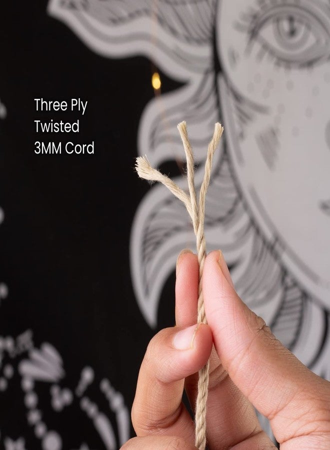 BOBBINY خيط قطني مكرمية ثلاثي الطبقات مجدول (لفافة) من بوبيني، مثالي لأعمال المكرمية اليدوية وغيرها من المشاريع | تشيكو | 3 مم، 20 متر - Image 5